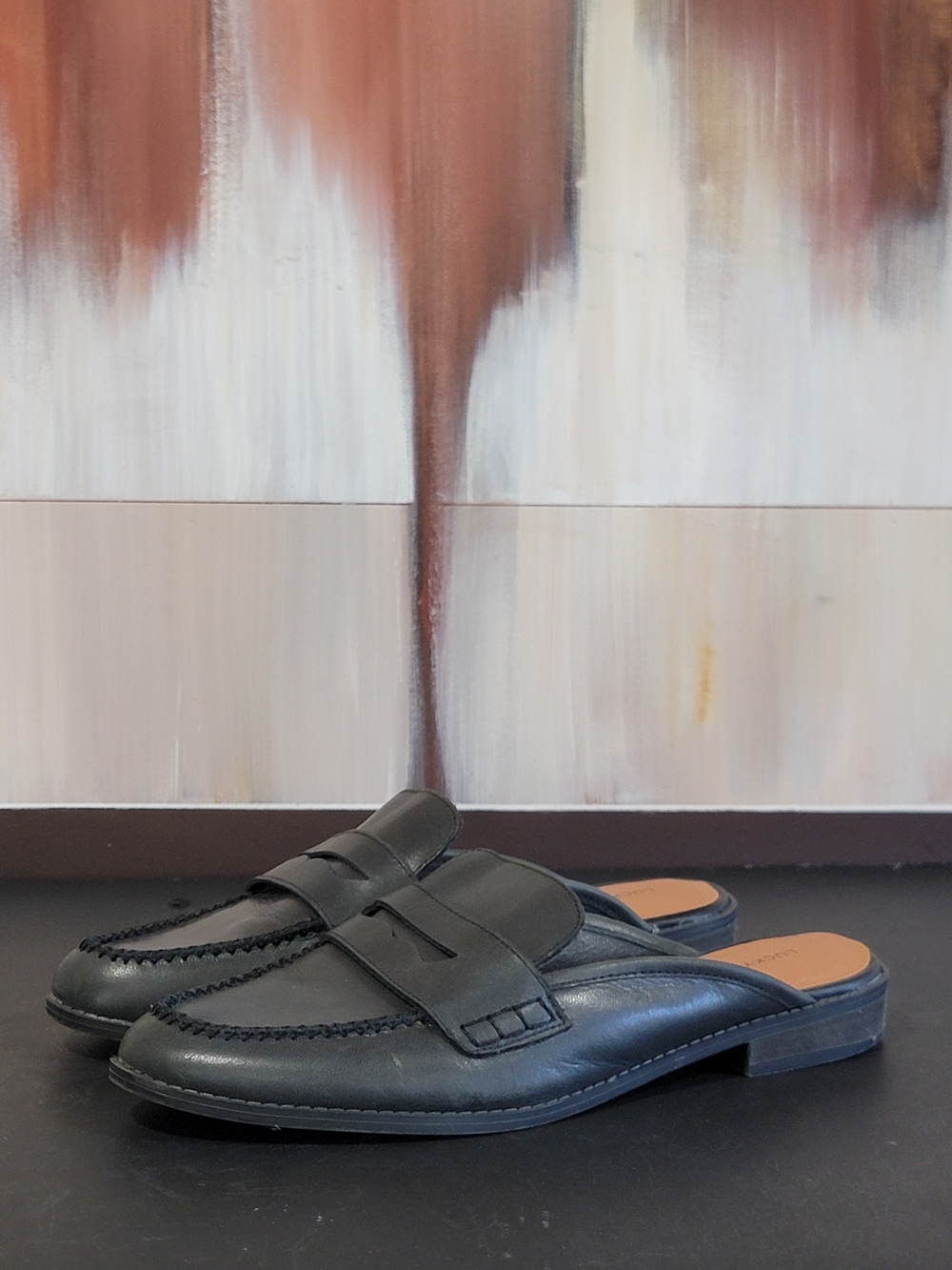 Lucky Brand Esila Mule Shoe Womens Size 9.5 Black Leather Slip On